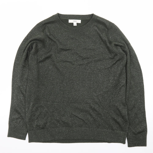 Marks and Spencer Women’s Green Glitter Knit Crew Neck Jumper Size S