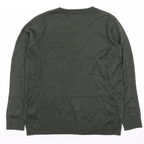 Marks and Spencer Women’s Green Glitter Knit Crew Neck Jumper Size S