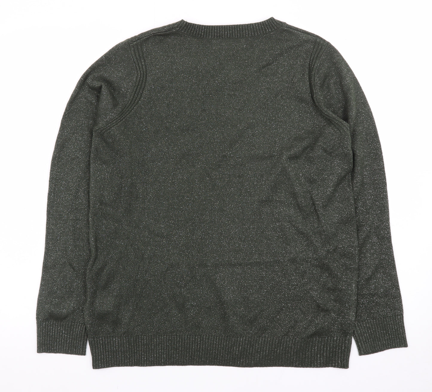 Marks and Spencer Women’s Green Glitter Knit Crew Neck Jumper Size S