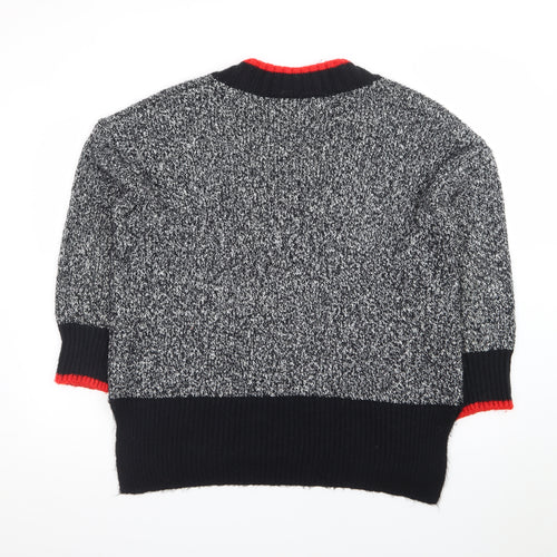 Marks and Spencer Womens Grey V-Neck Chunky Knit Pullover Jumper Size L