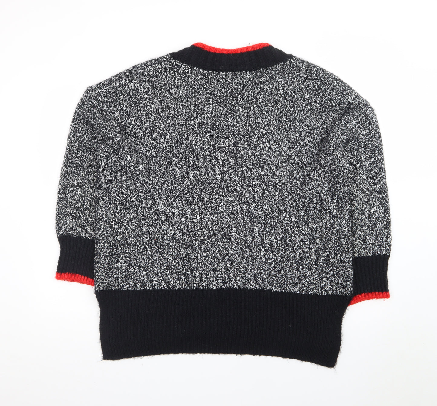Marks and Spencer Womens Grey V-Neck Chunky Knit Pullover Jumper Size L