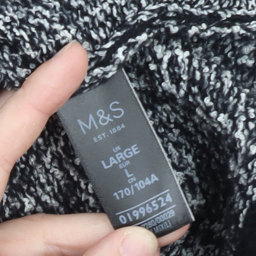 Marks and Spencer Womens Grey V-Neck Chunky Knit Pullover Jumper Size L