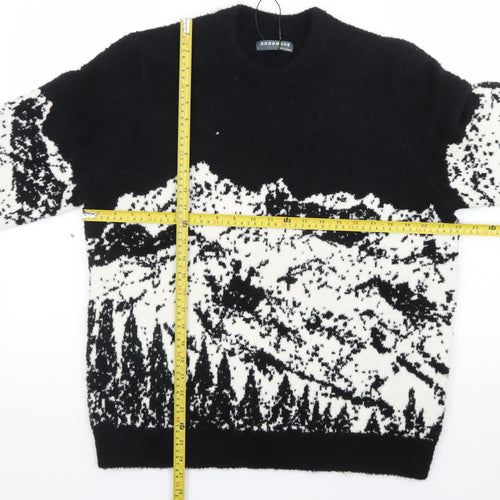 Marks and Spencer Men's Black Nature Print Wool Jumper Size L