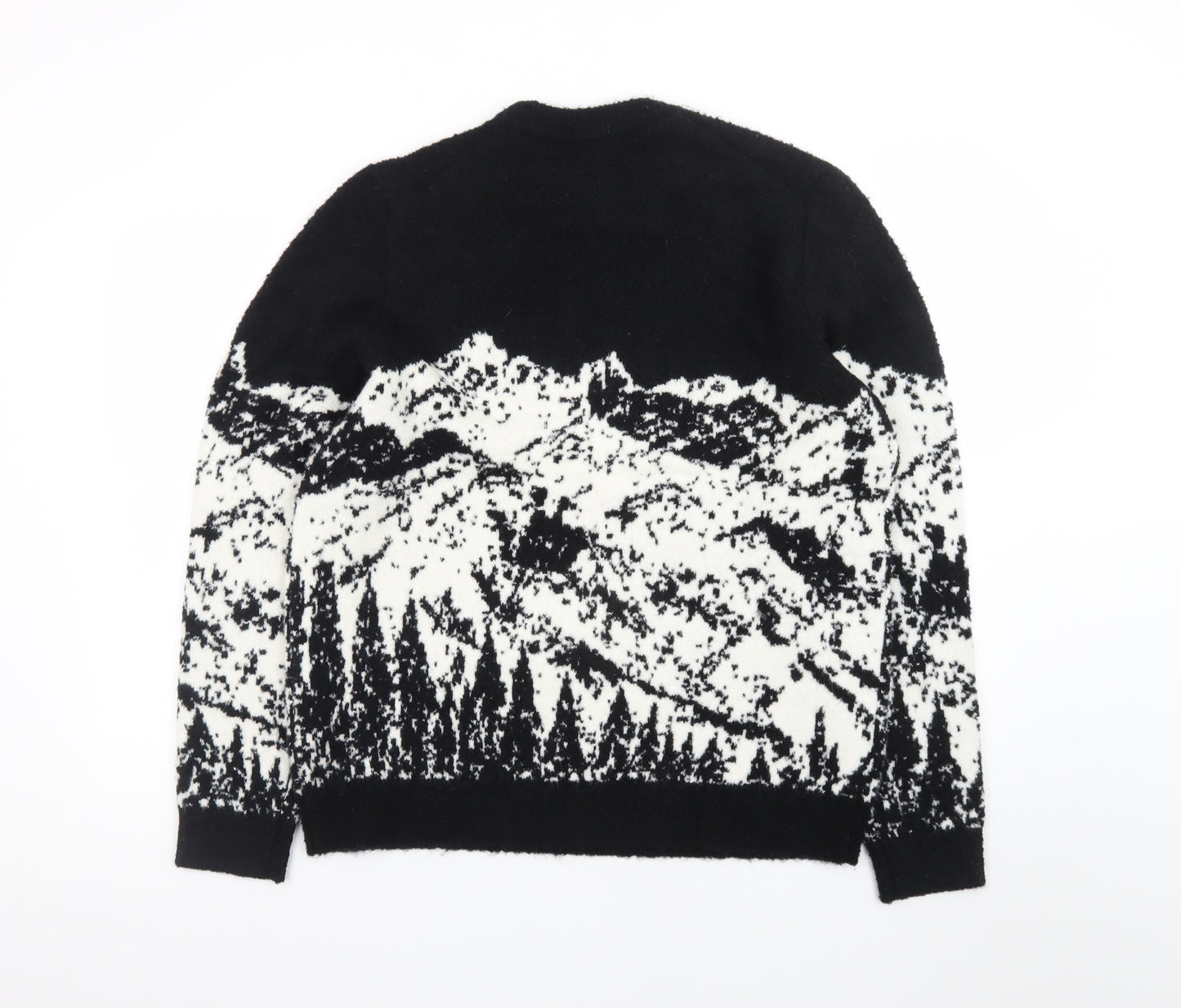 Marks and Spencer Men's Black Nature Print Wool Jumper Size L