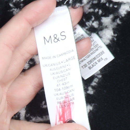 Marks and Spencer Men's Black Nature Print Wool Jumper Size L