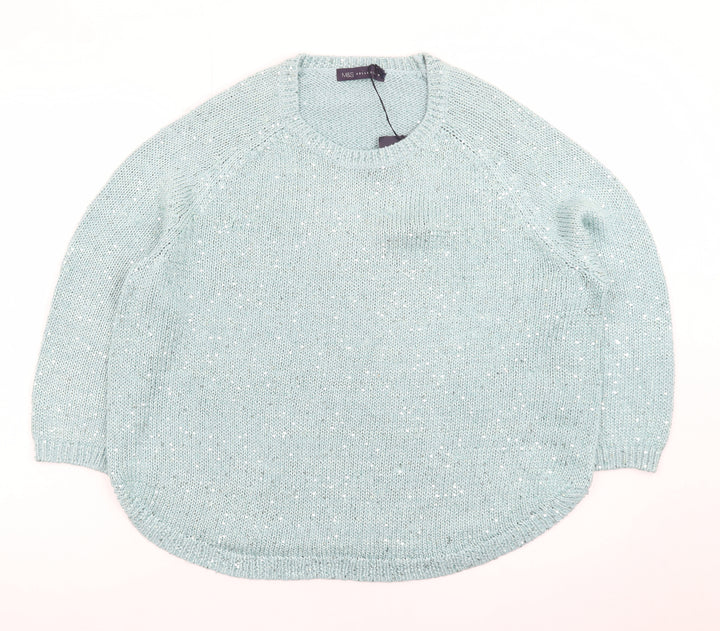 Marks and Spencer Women Blue Sequin Knit Pullover Jumper UK 18
