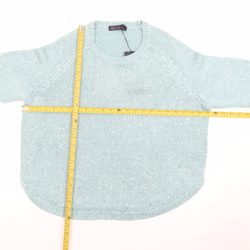 Marks and Spencer Women Blue Sequin Knit Pullover Jumper UK 18