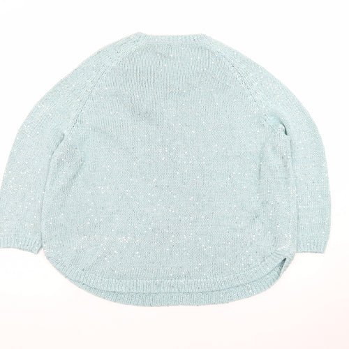Marks and Spencer Women Blue Sequin Knit Pullover Jumper UK 18