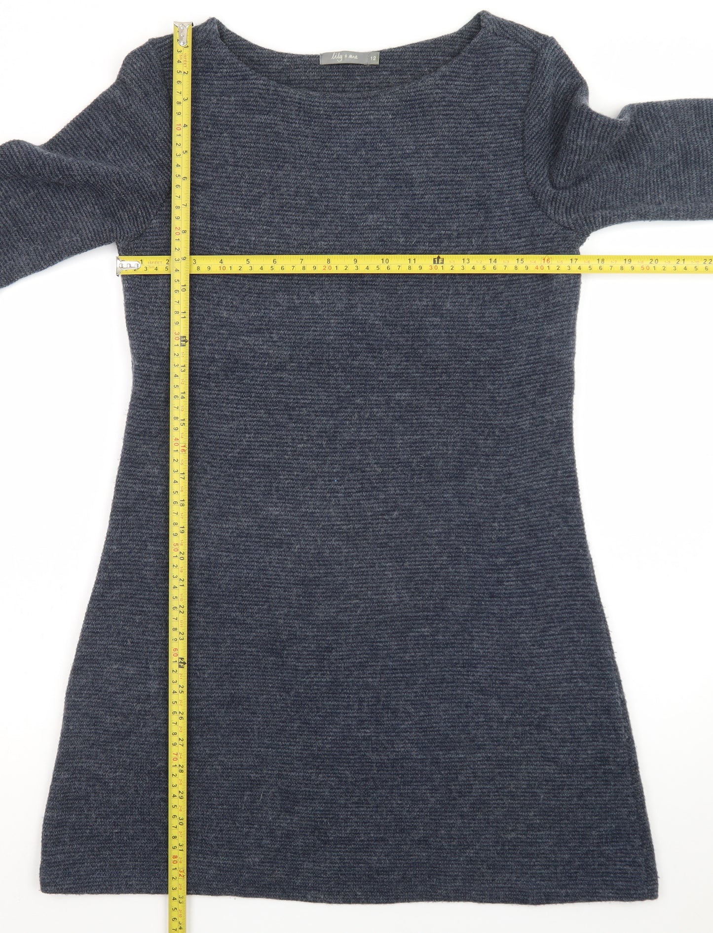 Lily & Me Women’s Blue Knit Long Sleeve Sweater Dress Size 12