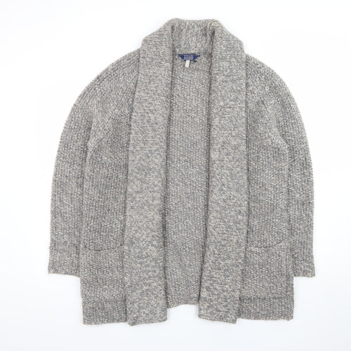 Joules Womens Grey Wool Blend Chunky Knit Open Cardigan Size 14