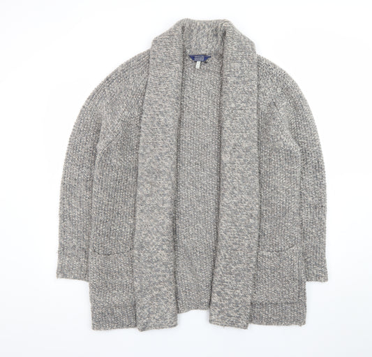 Joules Womens Grey Wool Blend Chunky Knit Open Cardigan Size 14