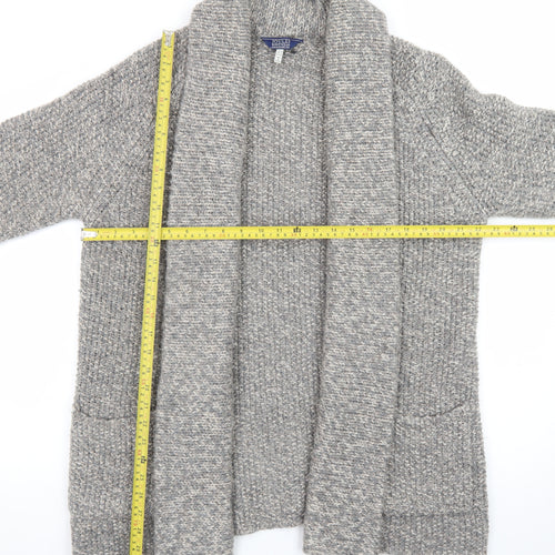 Joules Womens Grey Wool Blend Chunky Knit Open Cardigan Size 14