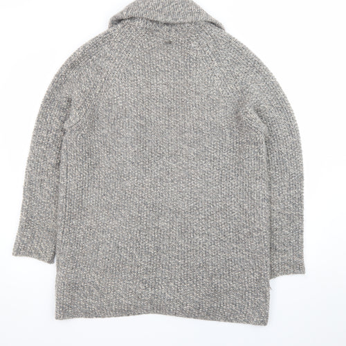 Joules Womens Grey Wool Blend Chunky Knit Open Cardigan Size 14
