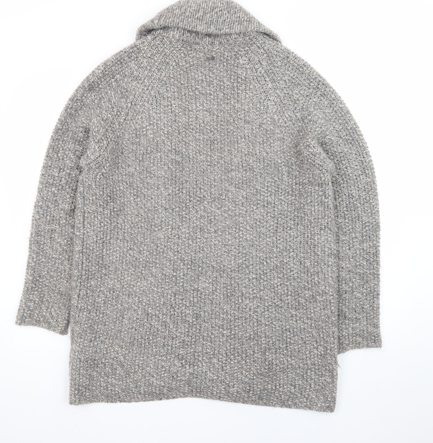 Joules Womens Grey Wool Blend Chunky Knit Open Cardigan Size 14