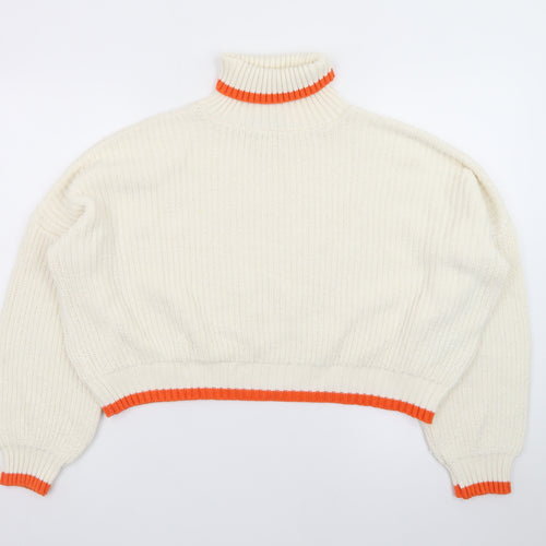 ASOS Women Ivory Roll Neck Chunky Knit Jumper Size 10
