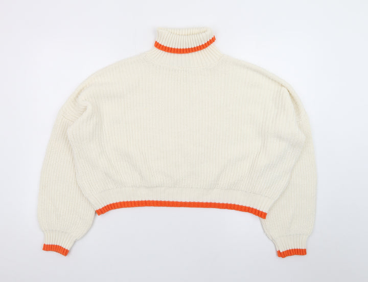 ASOS Women Ivory Roll Neck Chunky Knit Jumper Size 10