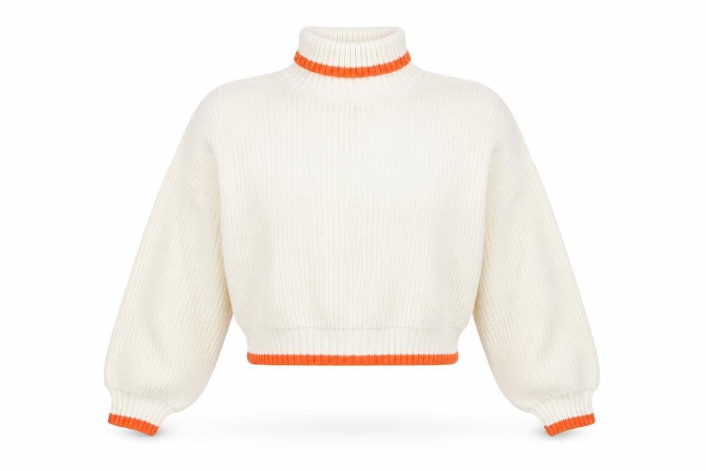 Front view of ASOS Women Ivory Roll Neck Chunky Knit Jumper, size 10