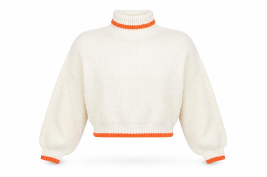 Front view of ASOS Women Ivory Roll Neck Chunky Knit Jumper, size 10