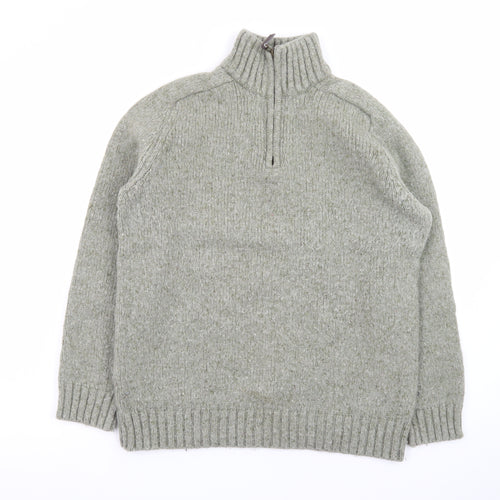 John Lewis Men's Grey Wool 1/2 Zip Chunky Knit Jumper Size M
