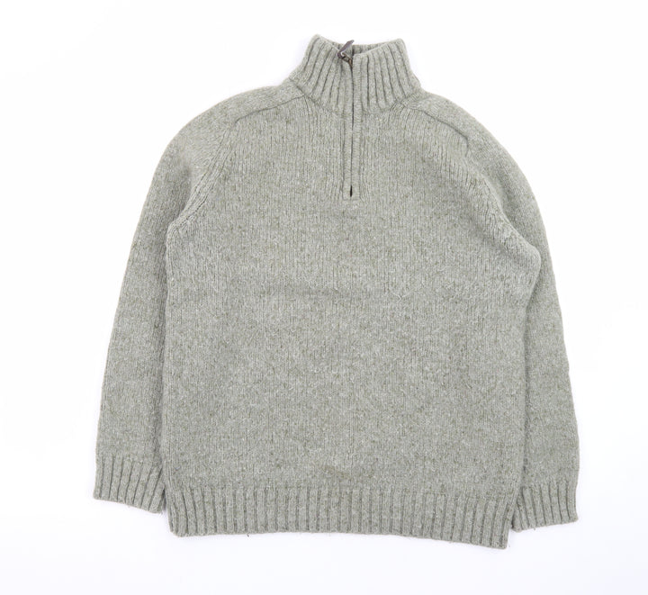 John Lewis Men's Grey Wool 1/2 Zip Chunky Knit Jumper Size M