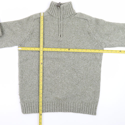 John Lewis Men's Grey Wool 1/2 Zip Chunky Knit Jumper Size M
