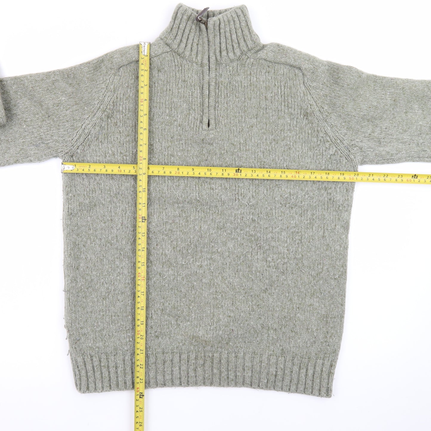 John Lewis Men's Grey Wool 1/2 Zip Chunky Knit Jumper Size M