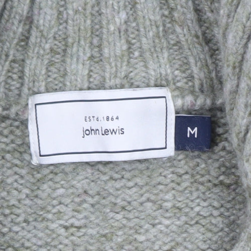 John Lewis Men's Grey Wool 1/2 Zip Chunky Knit Jumper Size M
