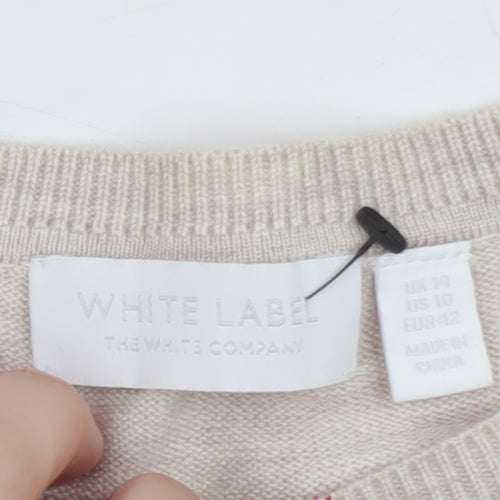 The White Company Women’s Beige Wool Cashmere Pullover Jumper Size 14