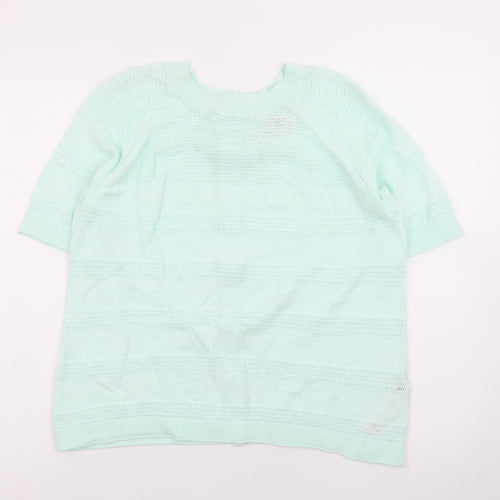 FatFace Womens Green Knit Button Cardigan UK 6 Short Sleeve Crew Neck