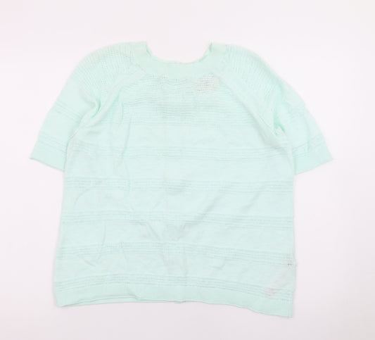 FatFace Womens Green Knit Button Cardigan UK 6 Short Sleeve Crew Neck