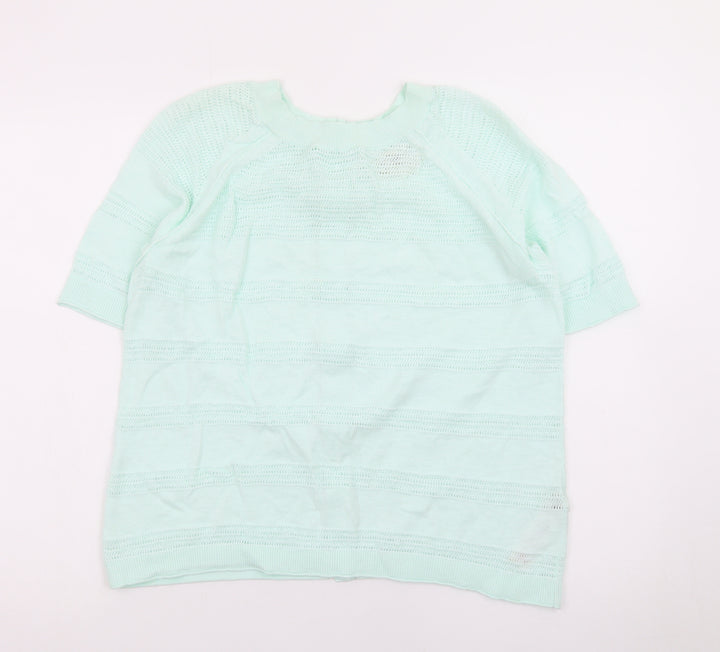 FatFace Womens Green Knit Button Cardigan UK 6 Short Sleeve Crew Neck