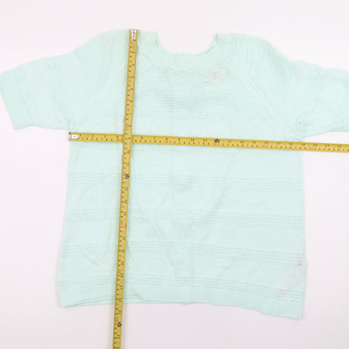 FatFace Womens Green Knit Button Cardigan UK 6 Short Sleeve Crew Neck