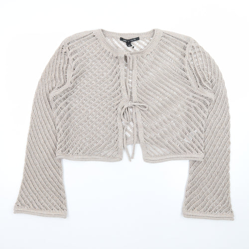 River Island Women's Beige Open Knit Long Sleeve Cardigan Size 16