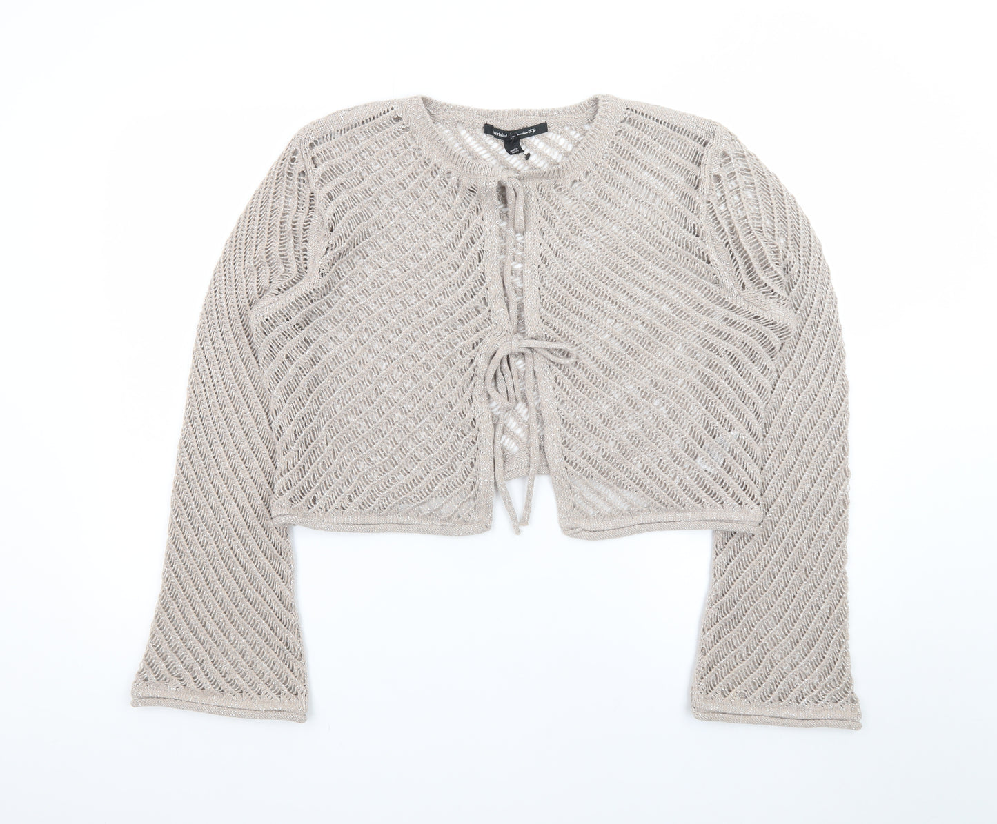 River Island Women's Beige Open Knit Long Sleeve Cardigan Size 16