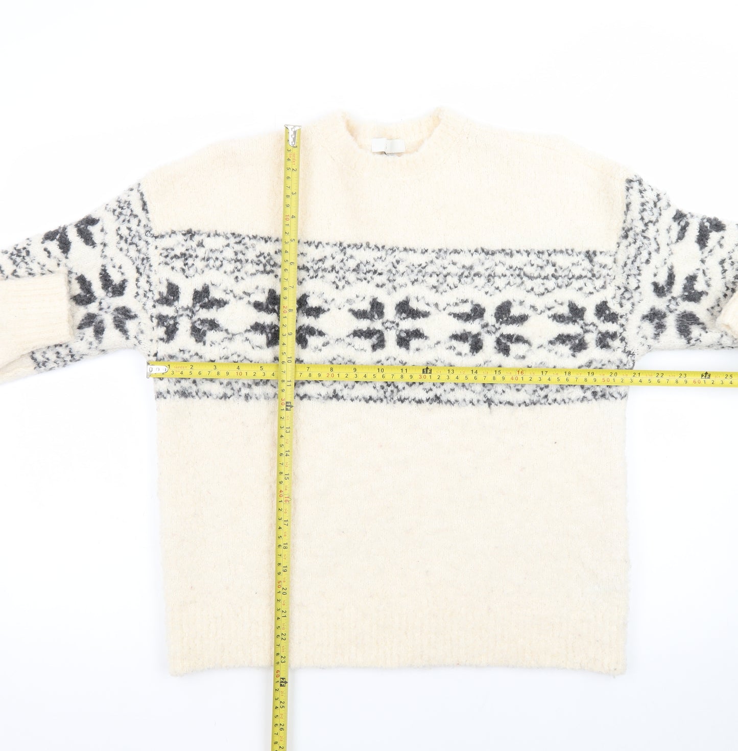 Marks and Spencer Womens Ivory Fair Isle Knit Jumper Size M