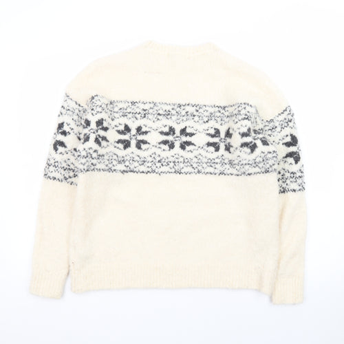 Marks and Spencer Womens Ivory Fair Isle Knit Jumper Size M