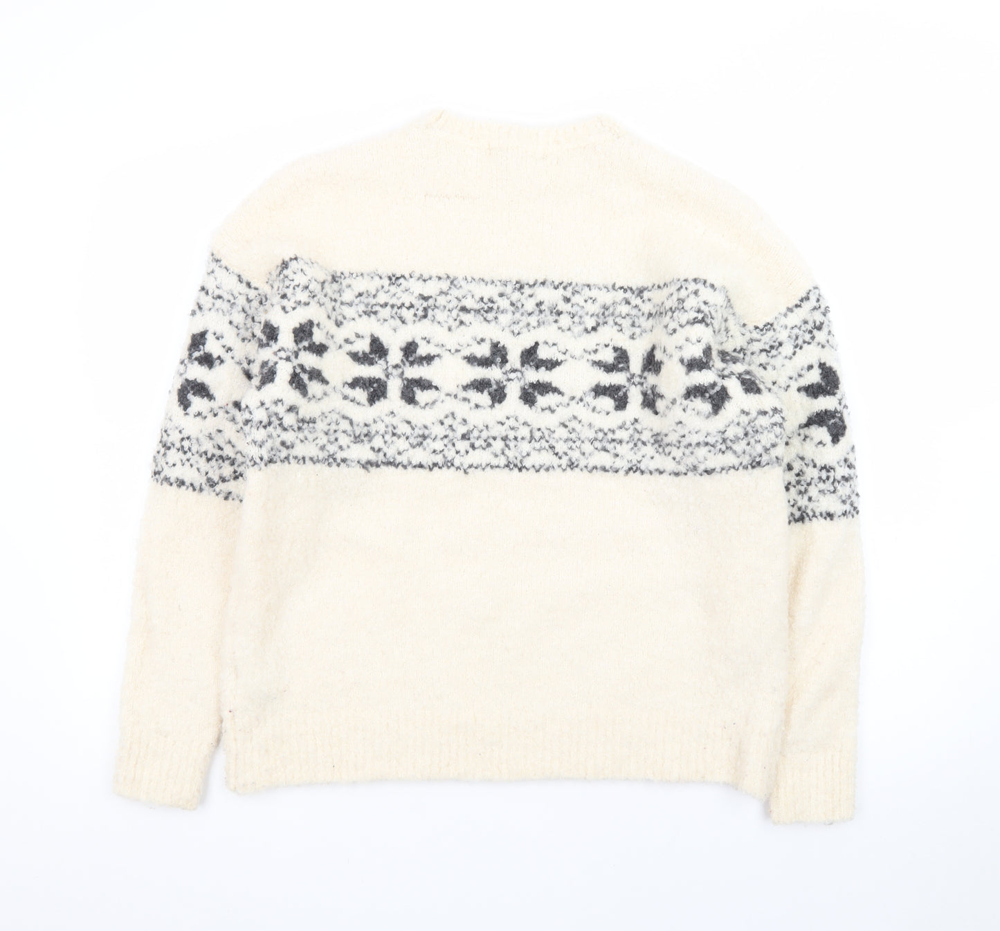 Marks and Spencer Womens Ivory Fair Isle Knit Jumper Size M