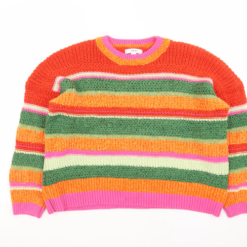 Next Women's Multicoloured Striped Chunky Knit Jumper L