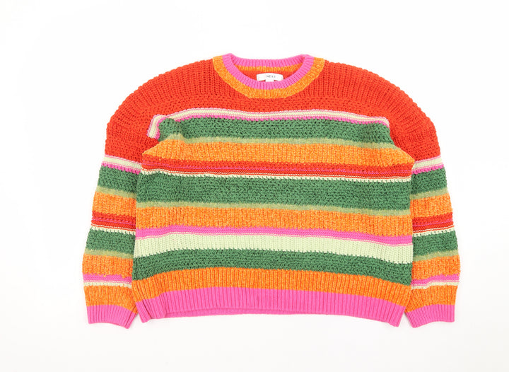 Next Women's Multicoloured Striped Chunky Knit Jumper L