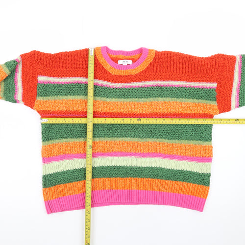 Next Women's Multicoloured Striped Chunky Knit Jumper L