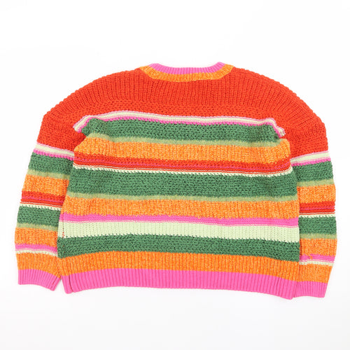 Next Women's Multicoloured Striped Chunky Knit Jumper L