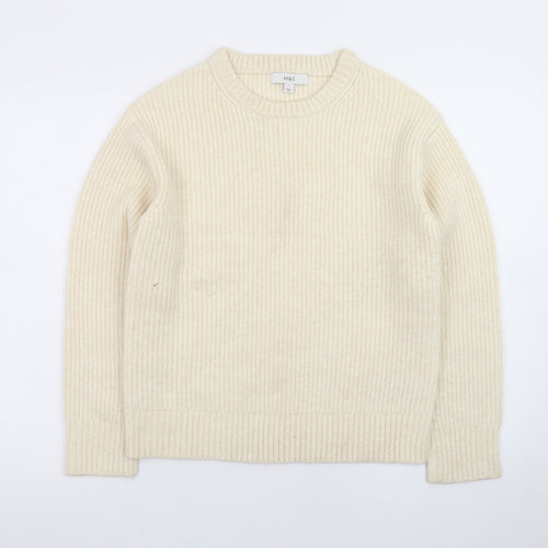 Marks and Spencer Women Ivory Wool Chunky Knit Jumper S