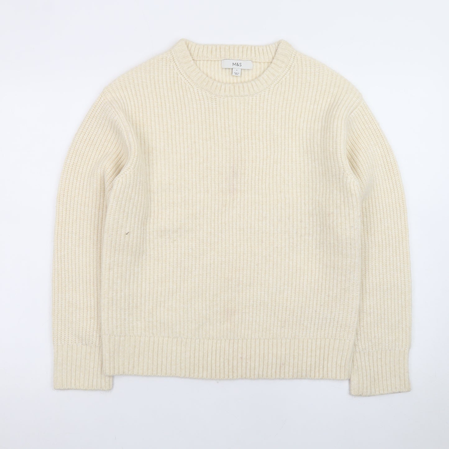 Marks and Spencer Women Ivory Wool Chunky Knit Jumper S