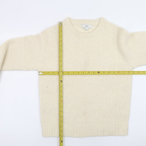 Marks and Spencer Women Ivory Wool Chunky Knit Jumper S