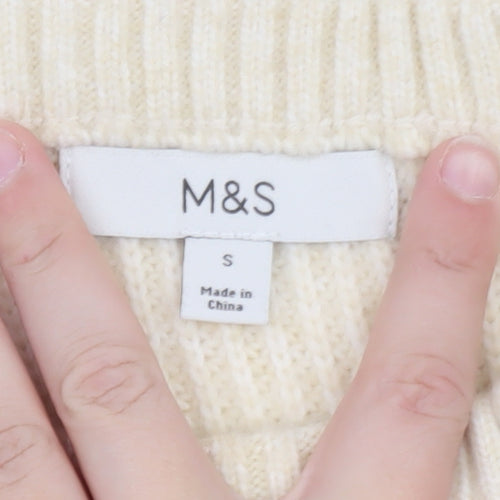 Marks and Spencer Women Ivory Wool Chunky Knit Jumper S