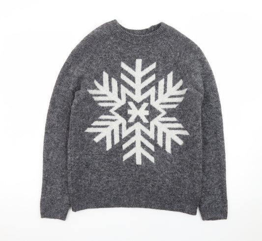 Marks and Spencer Women’s Grey Snowflake Knit Jumper XS