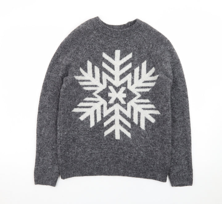 Marks and Spencer Women’s Grey Snowflake Knit Jumper XS