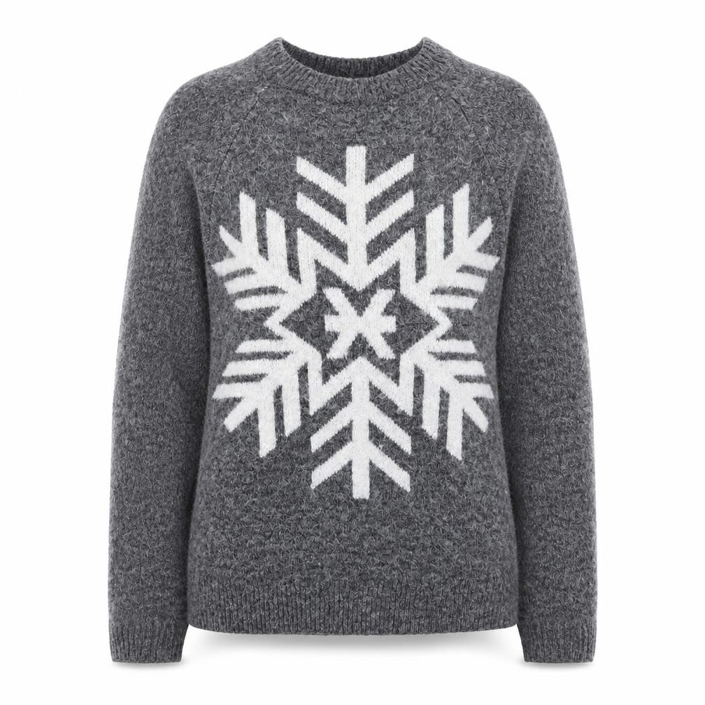 Front view of Marks & Spencer Women’s Grey Snowflake Knit Jumper XS