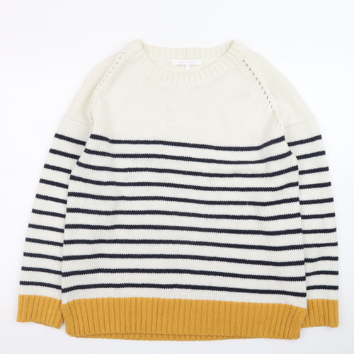 Next Womens Multicoloured L Striped Wool Blend Crew Neck Jumper