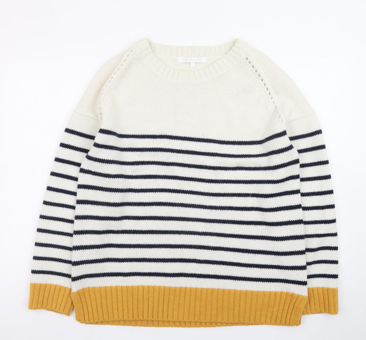 Next Womens Multicoloured L Striped Wool Blend Crew Neck Jumper